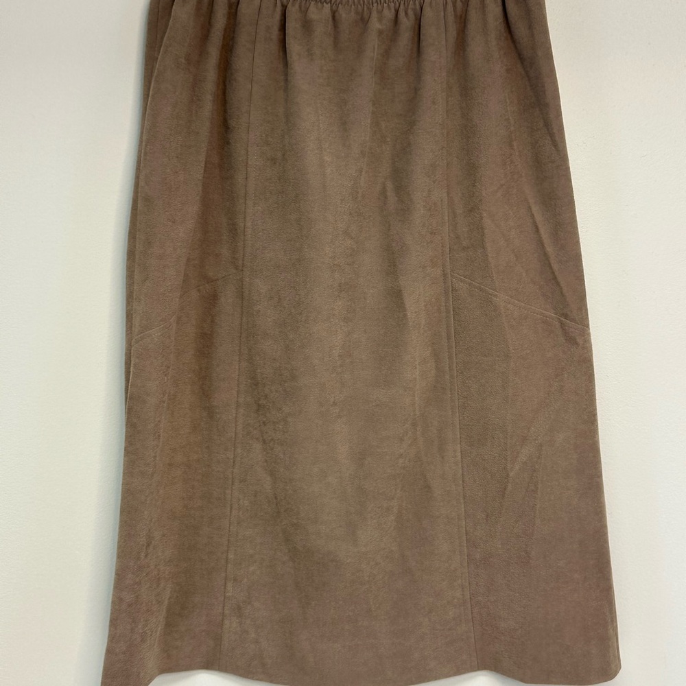 Vintage Tan Midi Skirt suede texture size 12